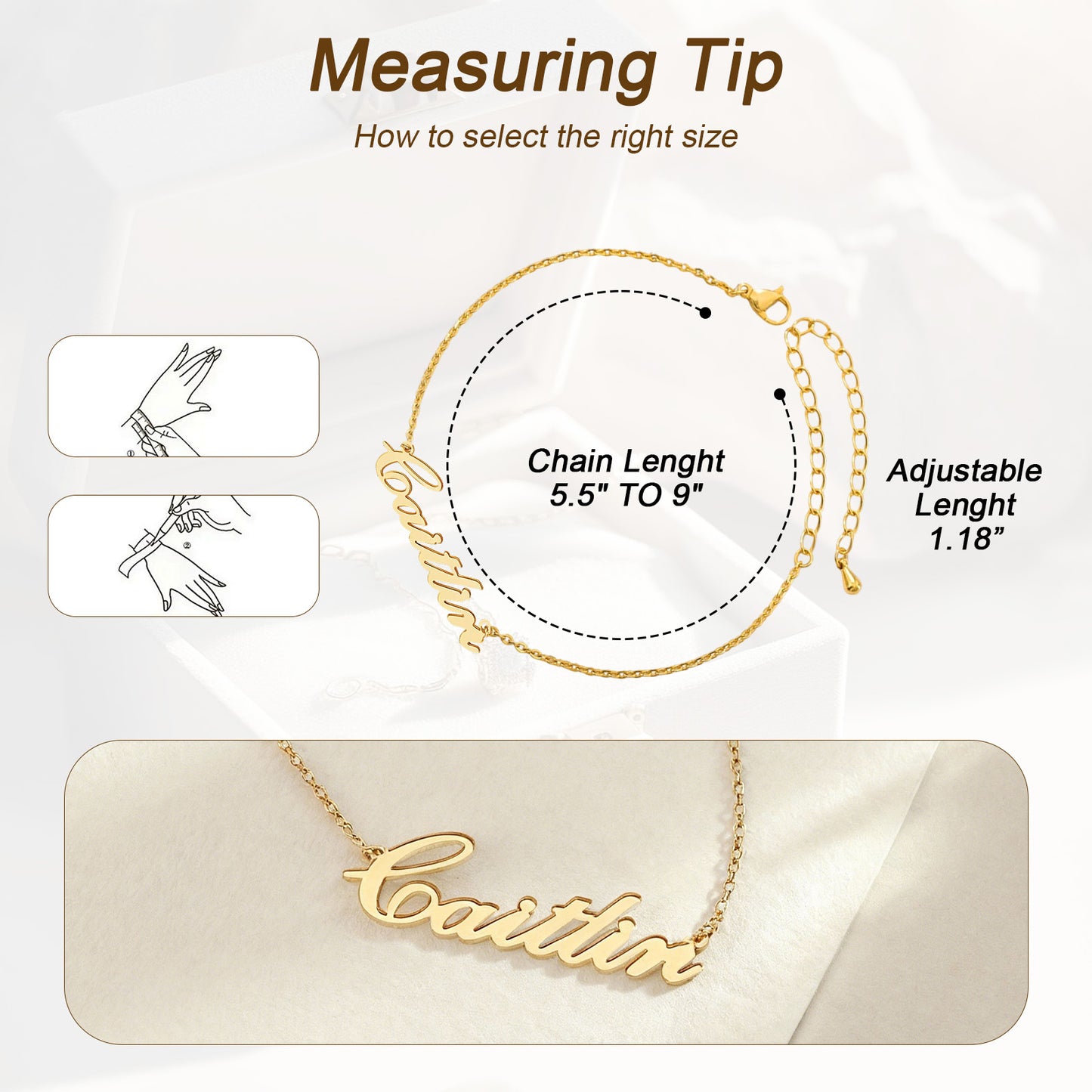 Personalized Name Bracelet - Custom Engraved Dainty Chain