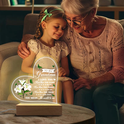 Veilleuse en forme de cœur personnalisée - Message hommage gravé au laser