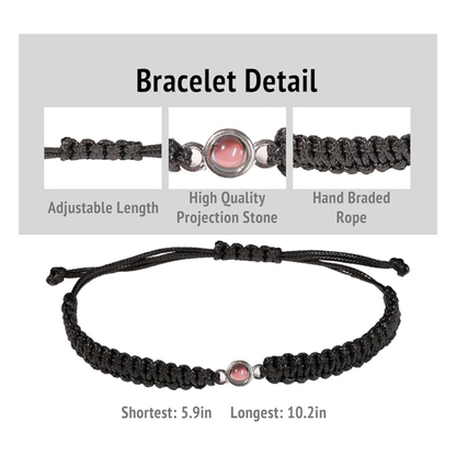 Individuelles Fotoarmband mit Projektionsstein – Personalisierter Erinnerungsschmuck aus Wachsseil