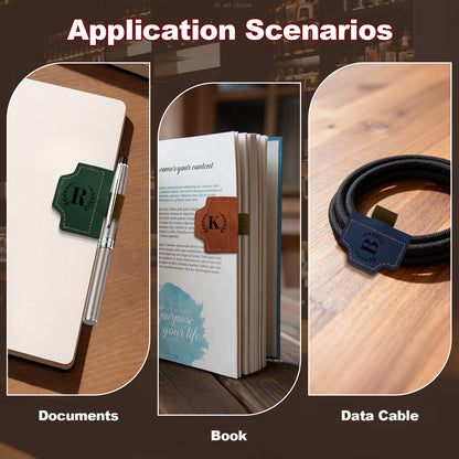 Personalized Magnetic Leather Bookmark with Pen Holder - Custom Name Gift