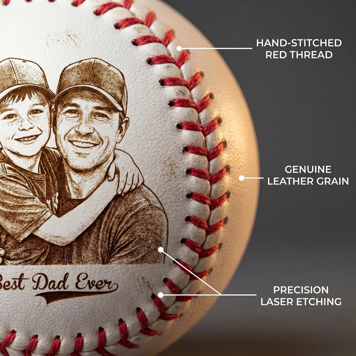 Father's Day Gift – Personalized Double-Sided Printed Baseball with Clear Display Box