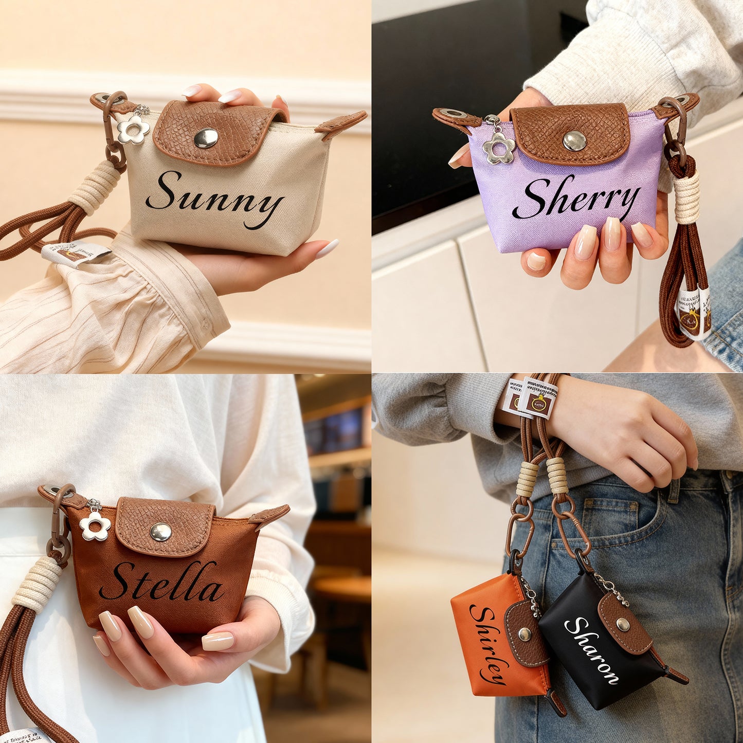 Custom Name Mini Coin Purse - Personalized Small Pouch with Adjustable Strap