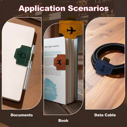 Marque-page magnétique personnalisé en cuir avec porte-stylo - Cadeau personnalisé avec nom