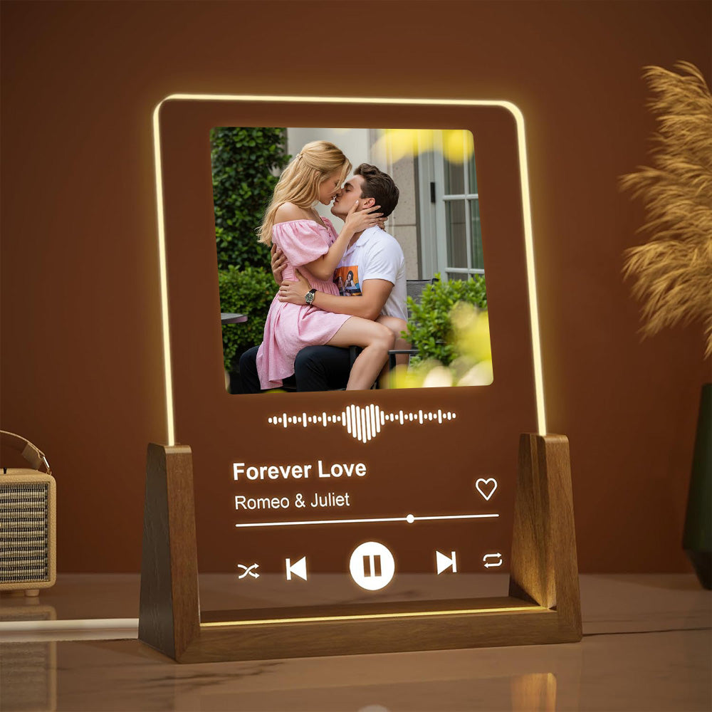 Veilleuse photo musicale personnalisée - Lampe LED style Spotify pour tous vos souvenirs