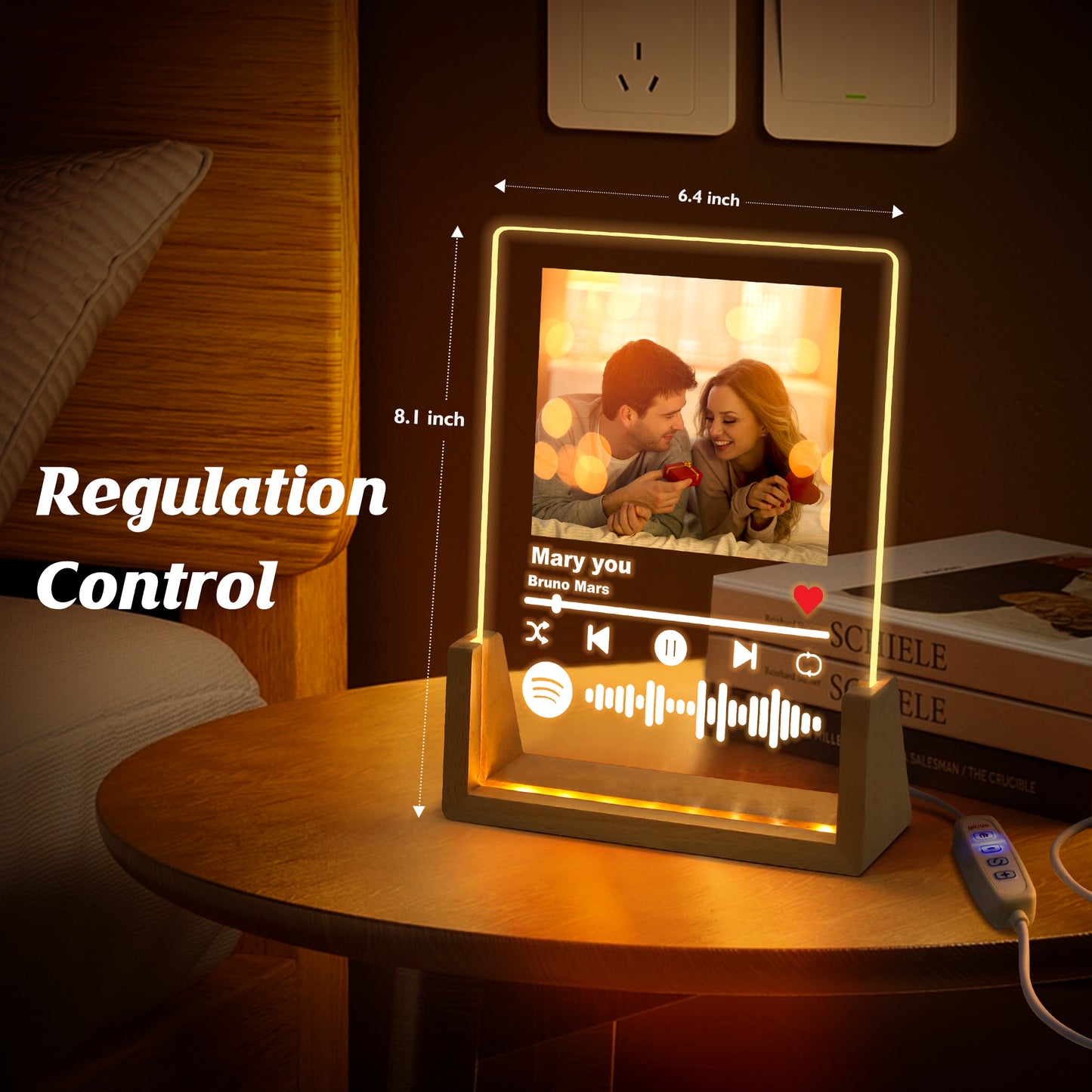 Veilleuse photo musicale personnalisée - Lampe LED style Spotify pour tous vos souvenirs