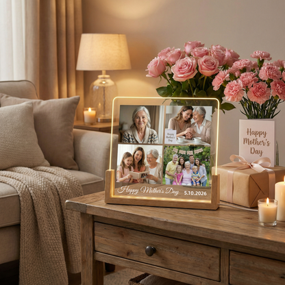 Personalized Mother's Day Photo LED Lamp - Custom 1-5 Picture Gift