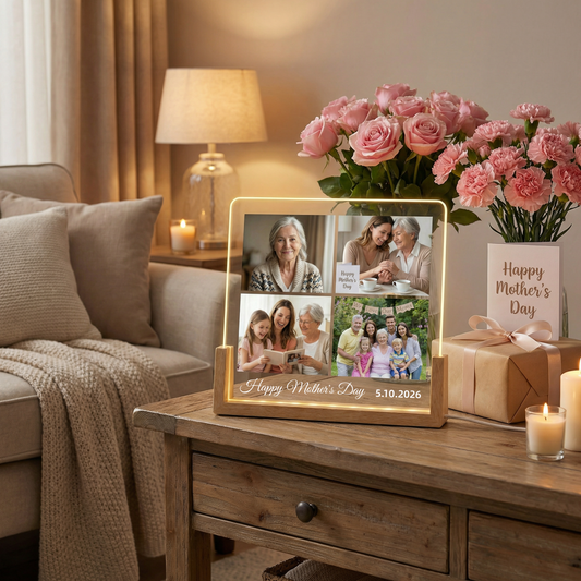 Personalized Mother's Day Photo LED Lamp - Custom 1-5 Picture Gift