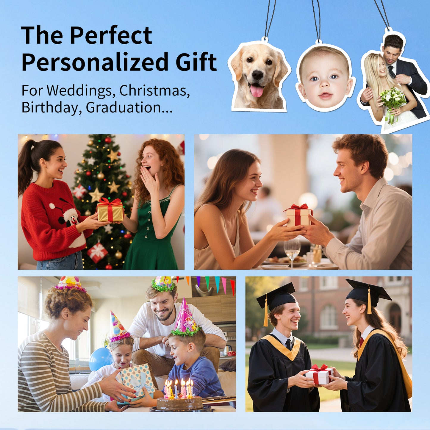 Custom Shape Photo Air Freshener - Personalized Die-Cut Silhouette Scented Ornament