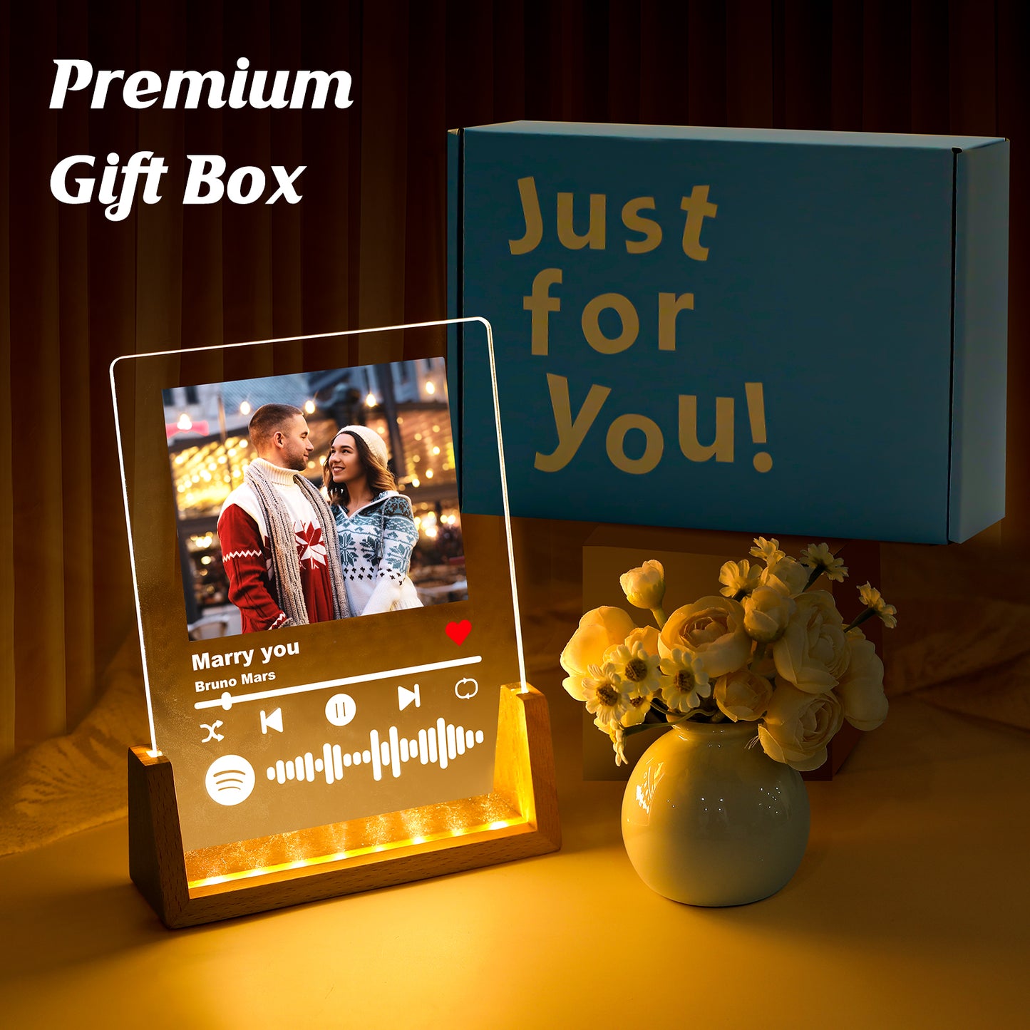 Spotify Style LED Night Light with 7 Switchable Colors & Custom Photo