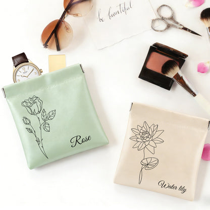 Personalized Floral Pouch Set | Custom Flower & Text Eyewear + Accessory Sleeve