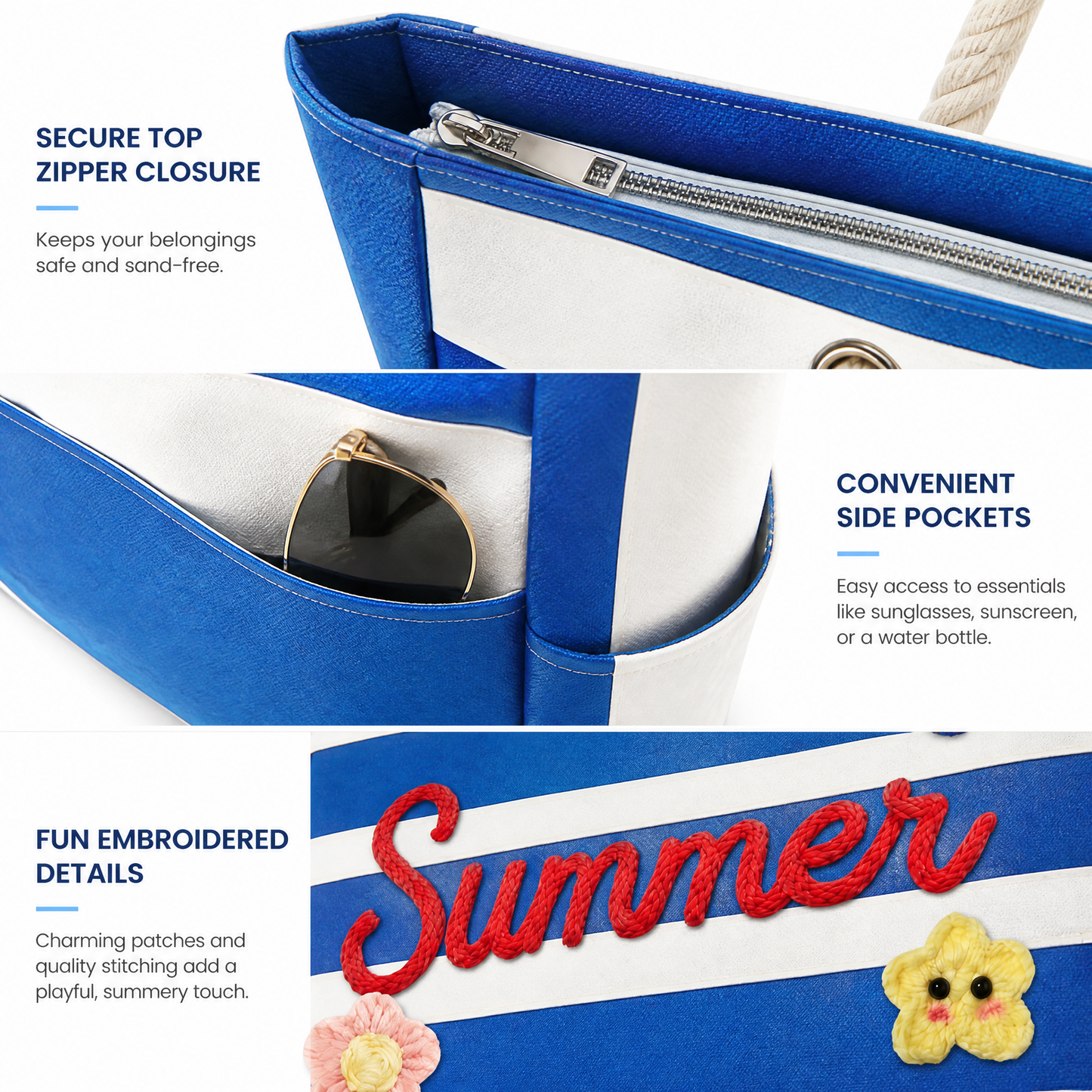 Custom Name Striped Beach Bag: Large Waterproof Vacation Tote