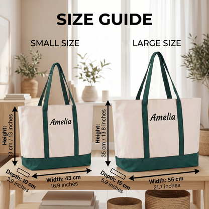 Personalisierte Canvas-Tasche Set – Individuell Bestickte "Mama & Ich" Taschen