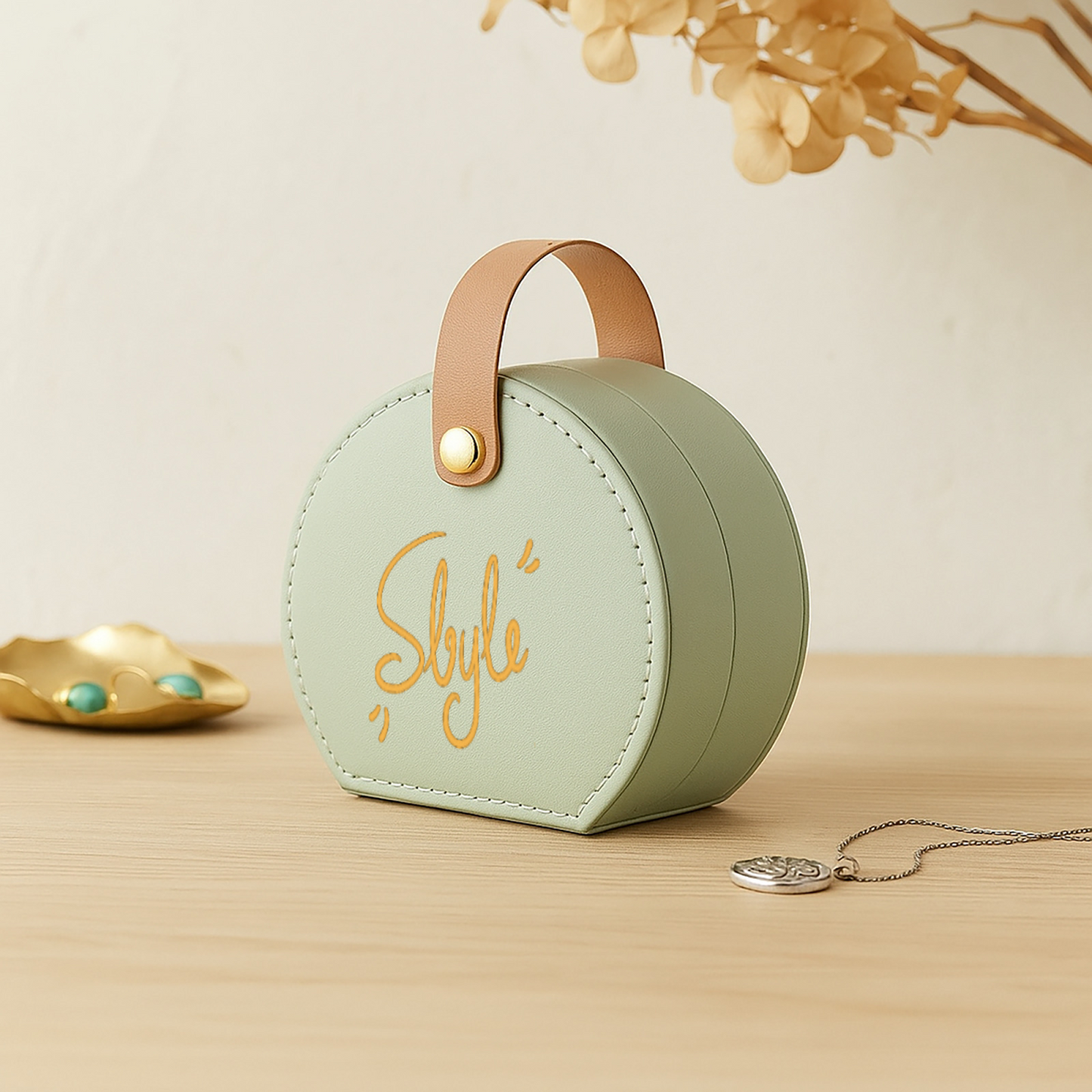 Individuell gestaltete Schmuckschatulle mit Blumenmuster – Personalisierter Organizer aus PU-Leder