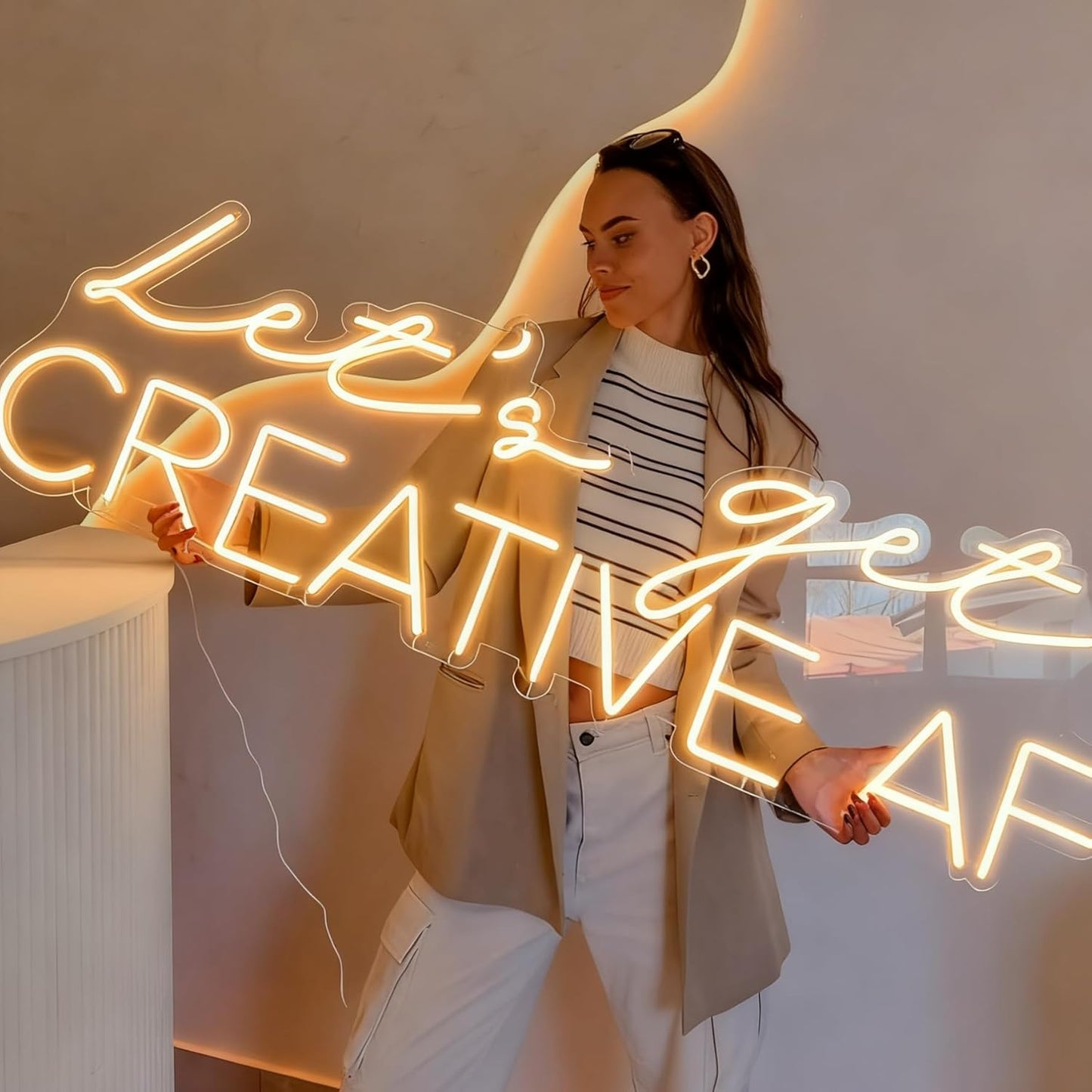 Enseigne lumineuse LED personnalisée à 2 lignes - Enseigne murale néon duo personnalisée