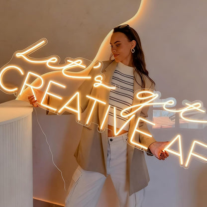 Enseigne lumineuse LED personnalisée à 2 lignes - Enseigne murale néon duo personnalisée