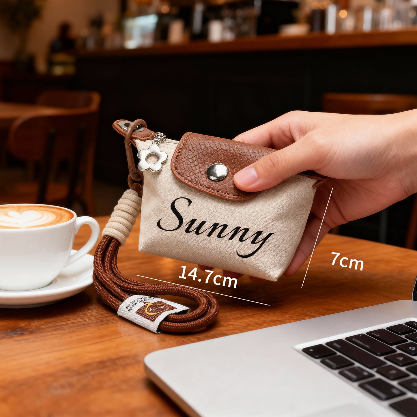 Custom Name Mini Coin Purse - Personalized Small Pouch with Adjustable Strap