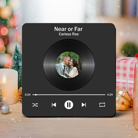 Vintage Vinyl Record Music Magnet - Your Photo on Classic Turntable UI