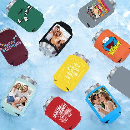 Personalized 2-Sided Can Cooler - Custom Insulated Koozie with Photo/Logo Printing