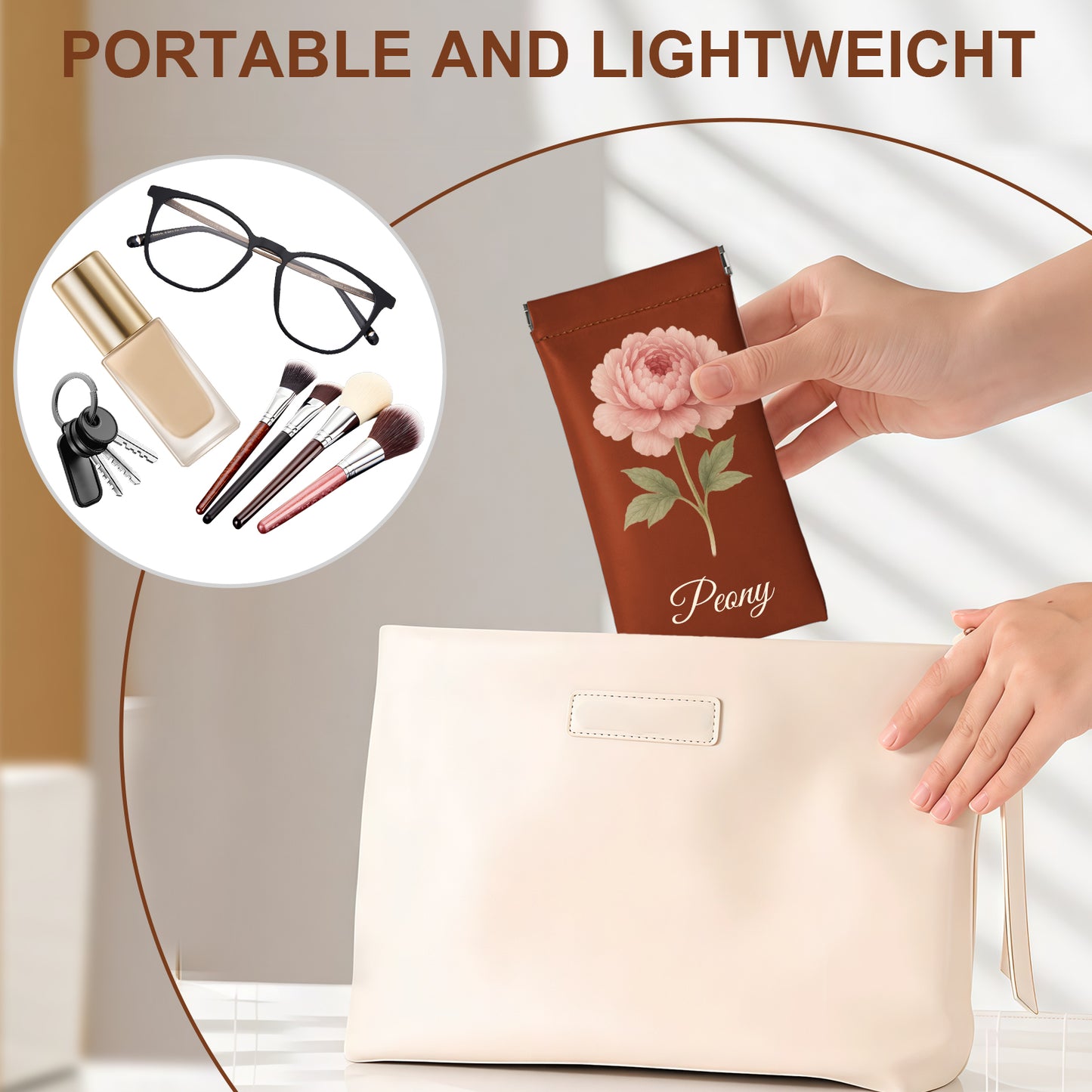 Personalized Floral Pouch Set | Custom Flower & Text Eyewear + Accessory Sleeve