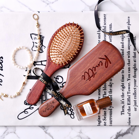 Custom Wooden Paddle Brush - Personalized Name Engraved Detangling Brush