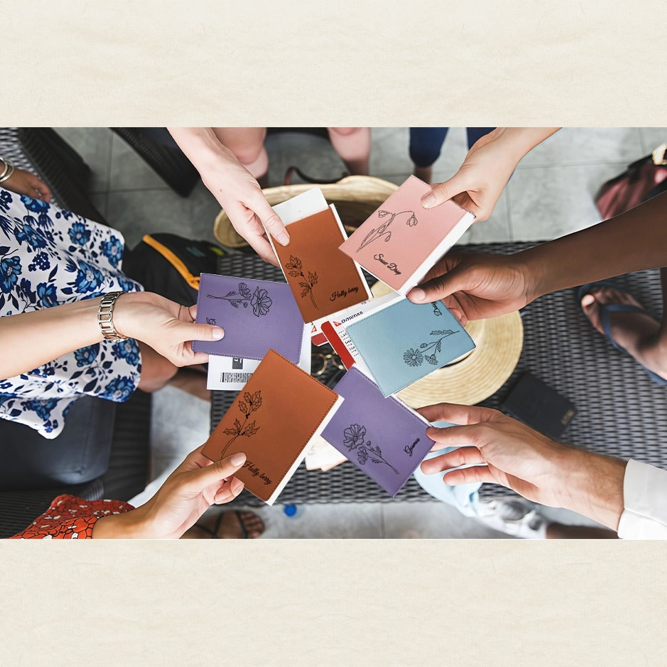 Passport Holder & Luggage Tag Set - Personalized Floral Pattern Matching Gift