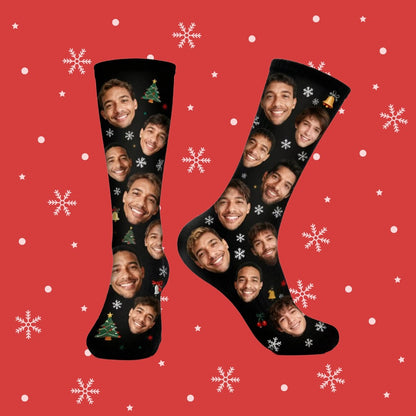 Custom Photo Christmas Stocking - Festive Socks with Family Faces Holiday Decor