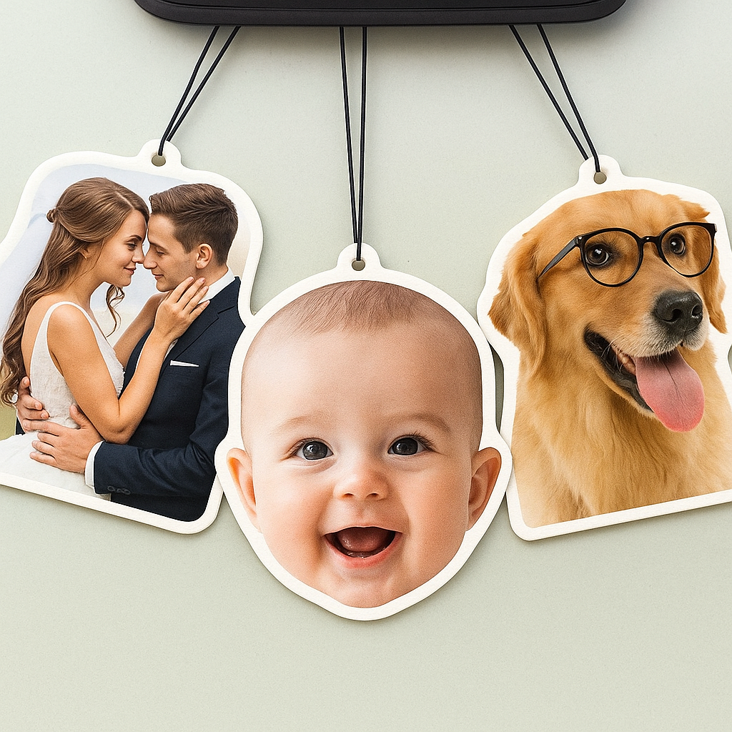 Custom Shape Photo Air Freshener - Personalized Die-Cut Silhouette Scented Ornament