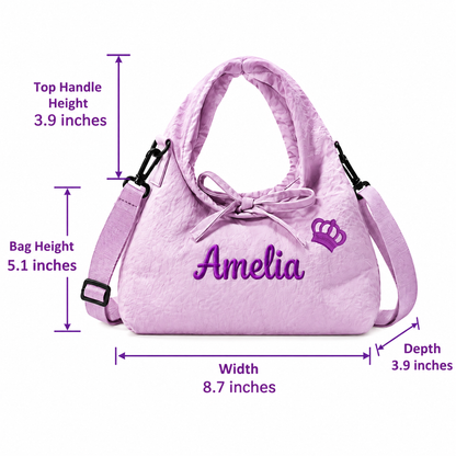 Personalized Bow Crossbody Bag with Embroidered Text
