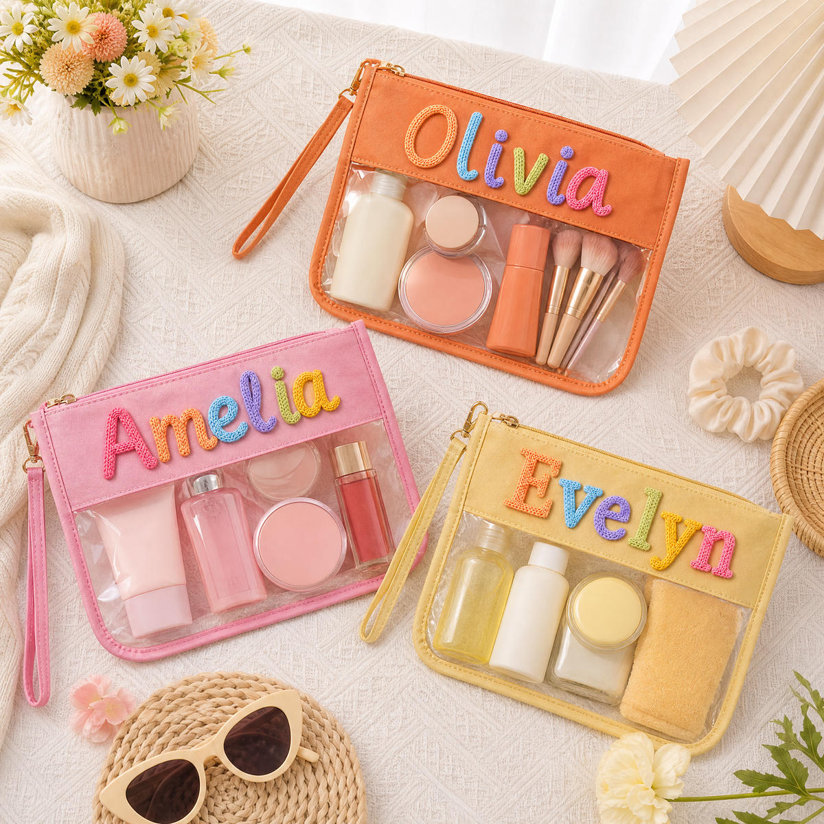 Personalized Clear Organizer Pouch with Custom Text