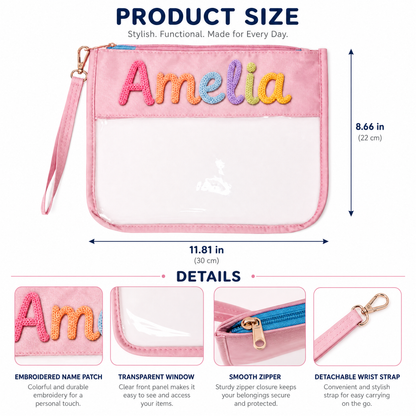 Personalized Clear Organizer Pouch with Custom Text