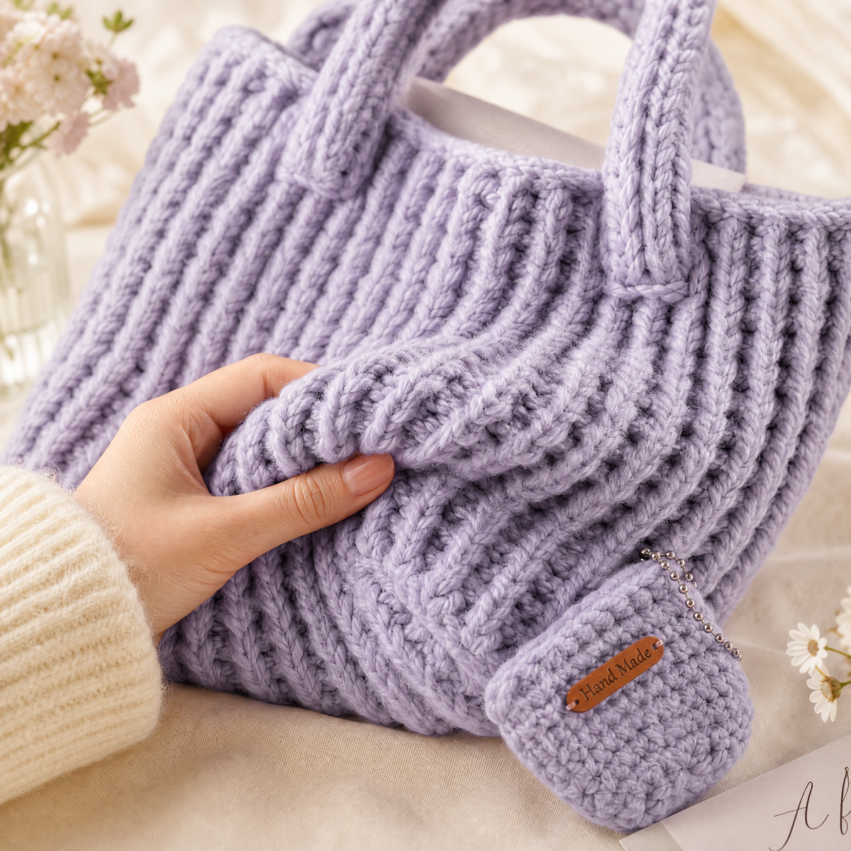 PersonalizedCrochetHandbagwithHeartCoinPouch-productmaterialdisplay
