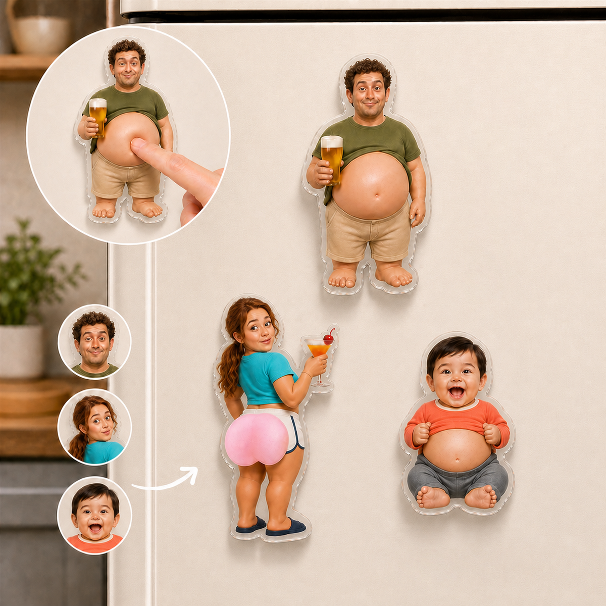 Personalized Face Squishy Fridge Magnet – Funny Character Gift