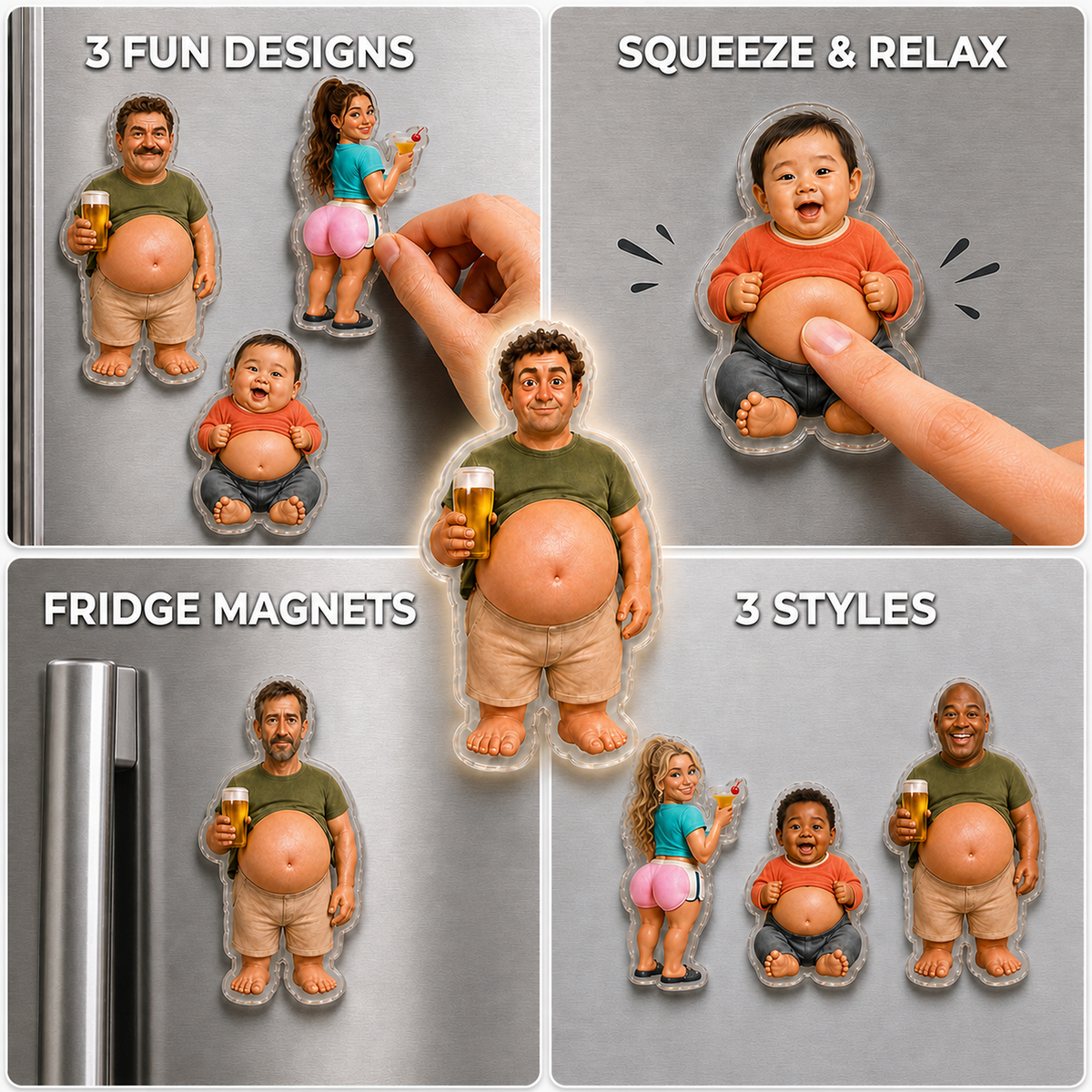 Personalized Face Squishy Fridge Magnet – Funny Character Gift