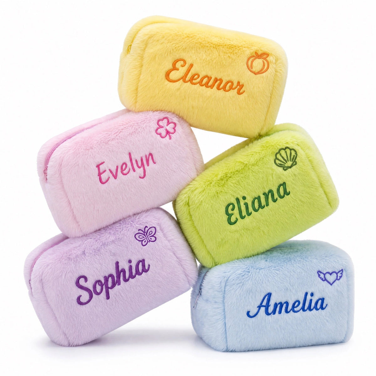Personalized Plush Makeup Bag with Custom Embroidery