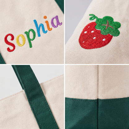 Personalisierte Canvas-Tasche Set – Individuell Bestickte "Mama & Ich" Taschen