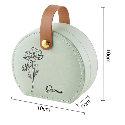 Runde Kosmetiktasche aus PU mit individuellem Pflanzen- und Textmotiv – personalisierte Kosmetiktasche