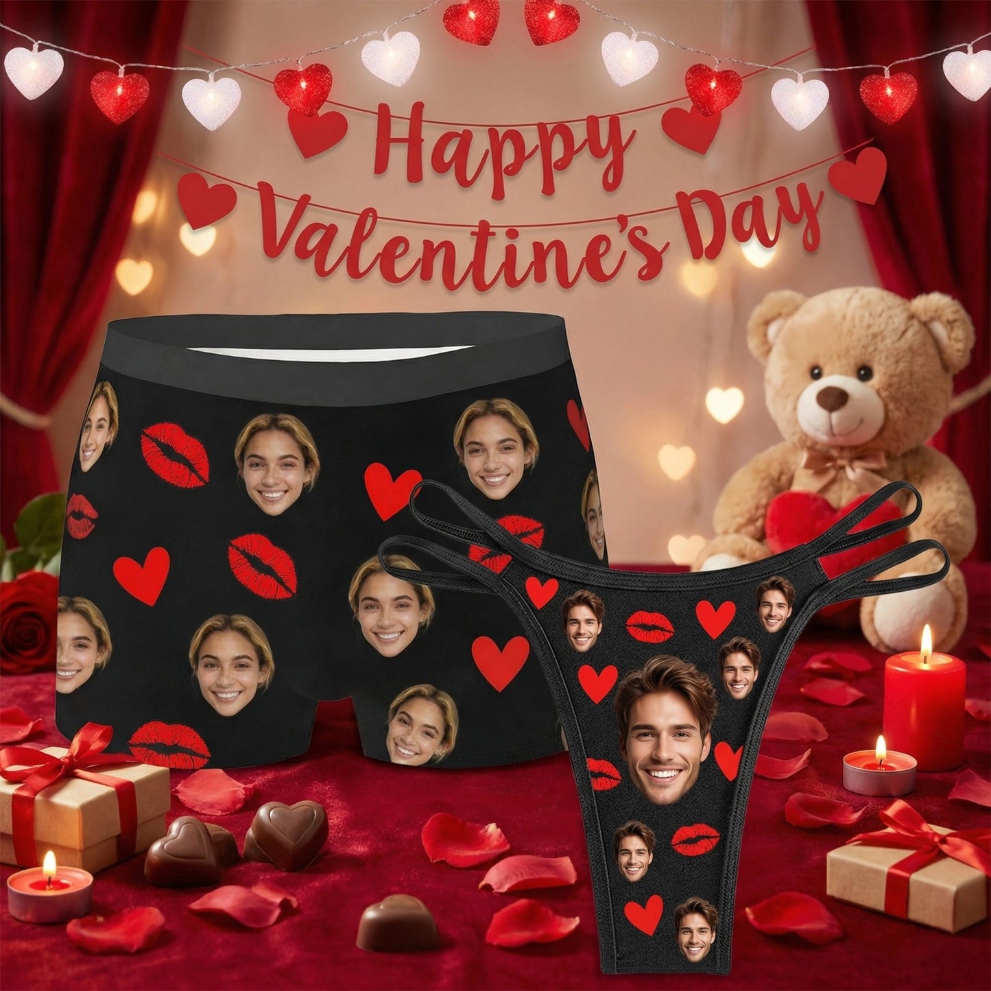 Personalized Avatar Boxer Briefs Set - Custom Face Underwear for Him & Her