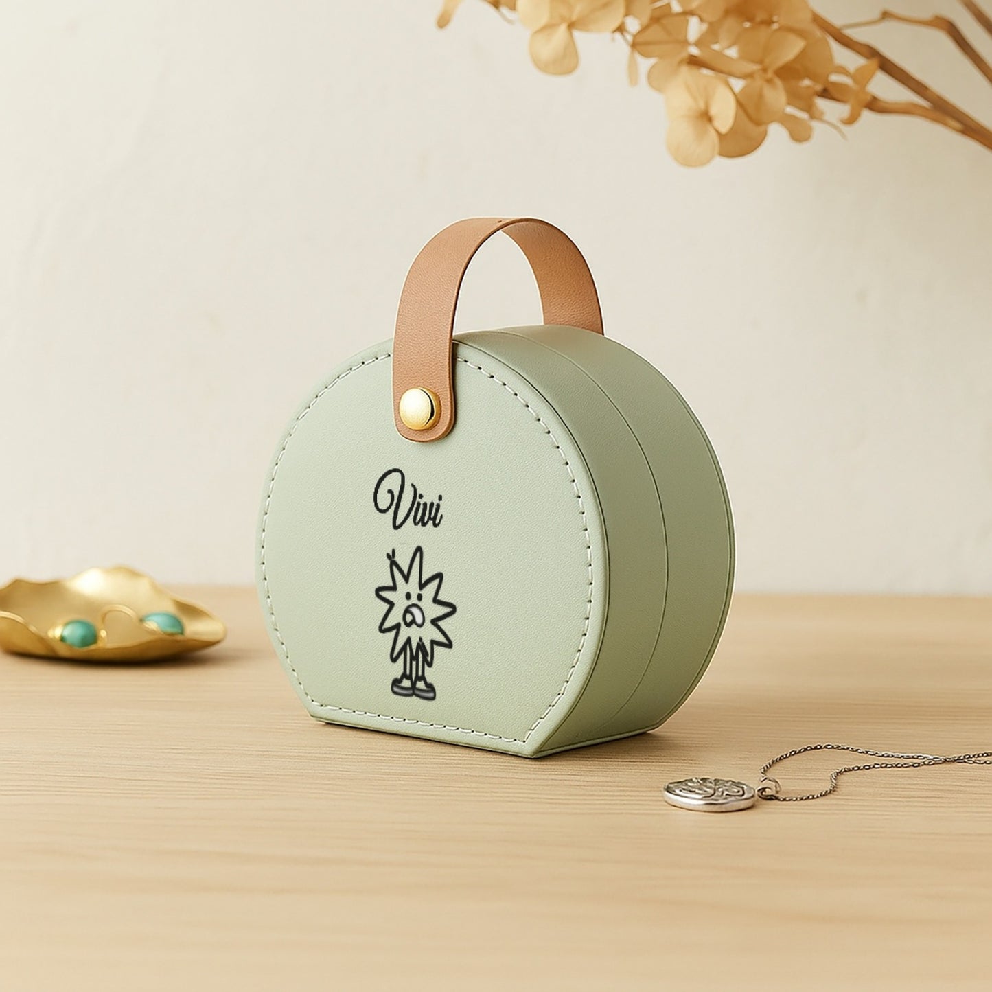 Individuell gestaltete Schmuckschatulle mit floralem Muster, innen mit weichem PU-Leder und Samt bezogen