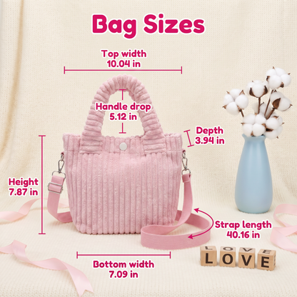 Custom Name Corduroy Tote: Embroidered Crossbody Handbag for Kids