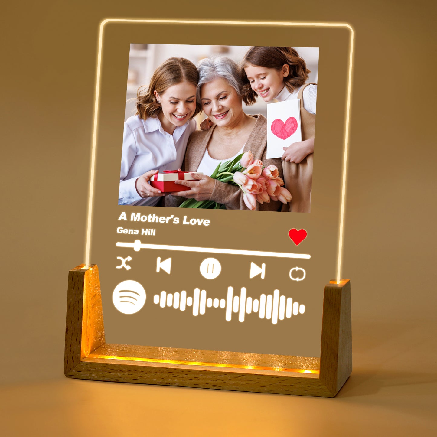 Spotify Style LED Night Light with 7 Switchable Colors & Custom Photo
