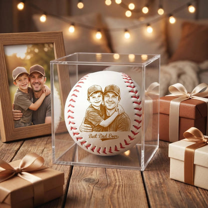 Father's Day Gift – Personalized Double-Sided Printed Baseball with Clear Display Box