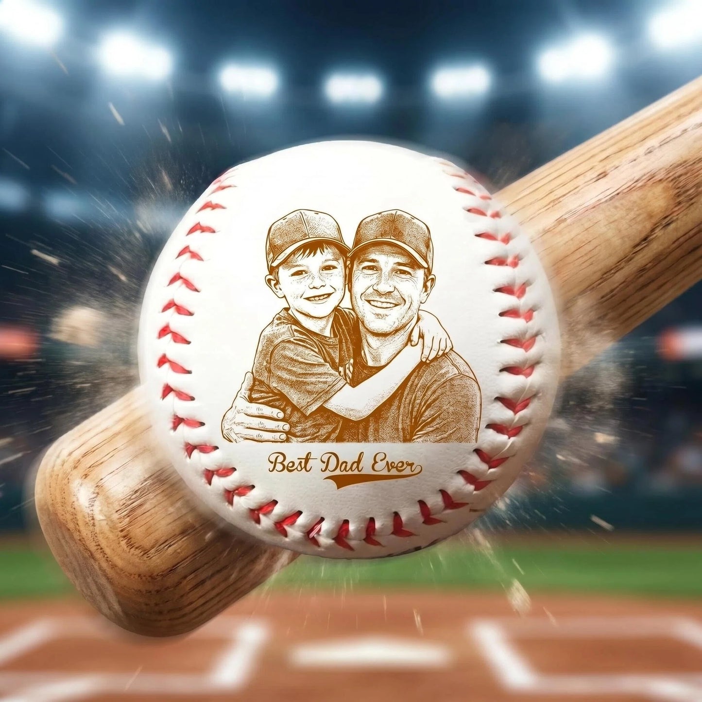 Father's Day Gift – Personalized Double-Sided Printed Baseball with Clear Display Box