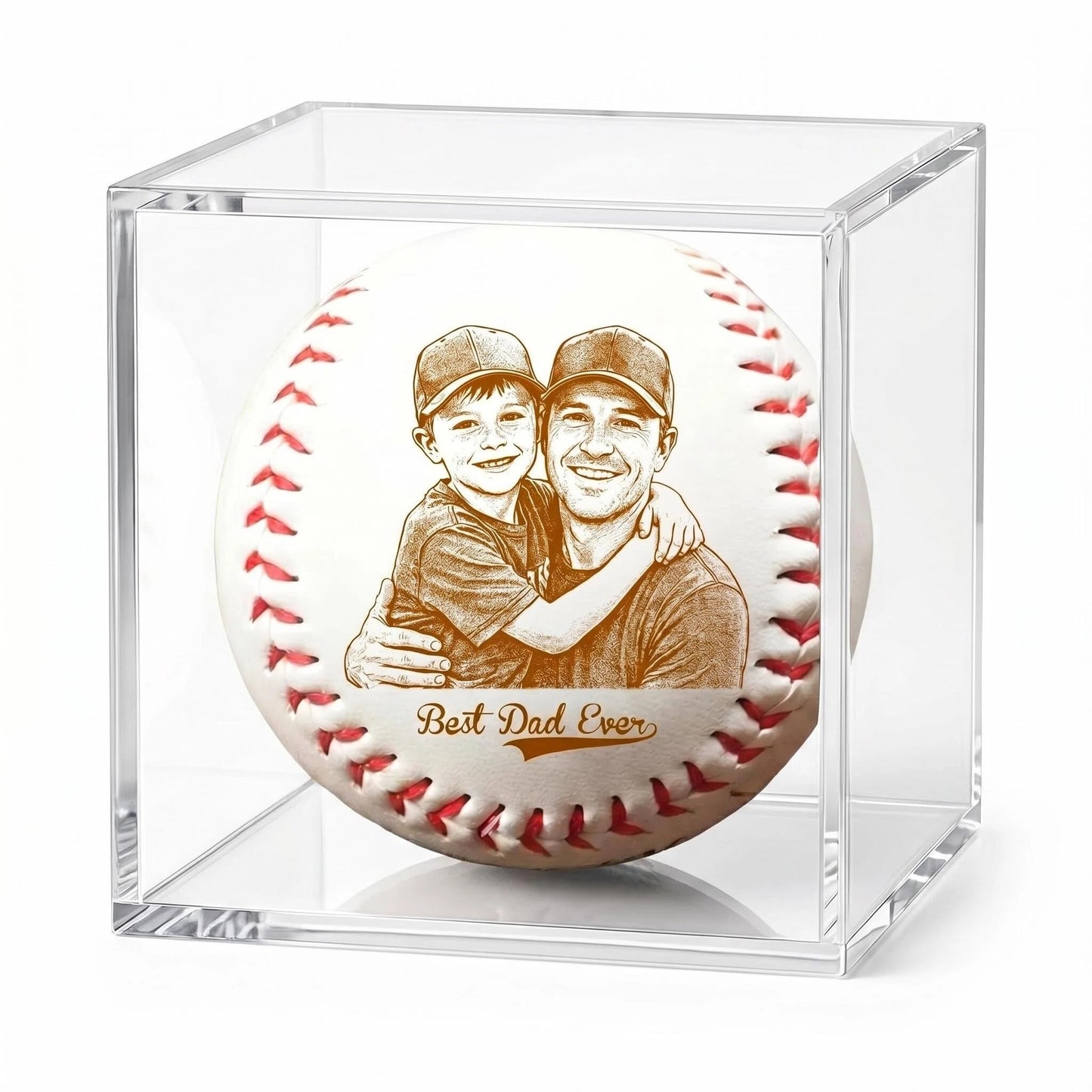 Father's Day Gift – Personalized Double-Sided Printed Baseball with Clear Display Box