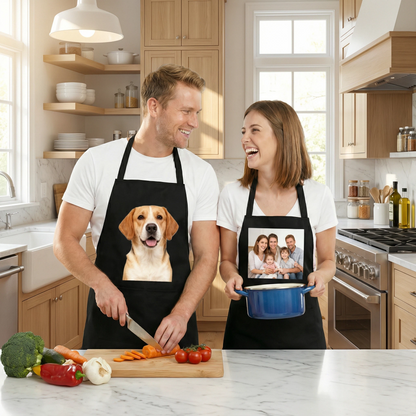 Personalized Photo Apron - Custom Picture Kitchen Apron for Men & Women, Waterproof & Oil-proof Cooking Gift for Birthday, BBQ, Housewarming