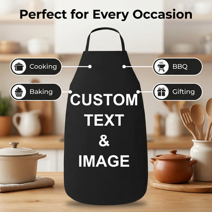 Personalized Photo Apron - Custom Picture Kitchen Apron for Men & Women, Waterproof & Oil-proof Cooking Gift for Birthday, BBQ, Housewarming
