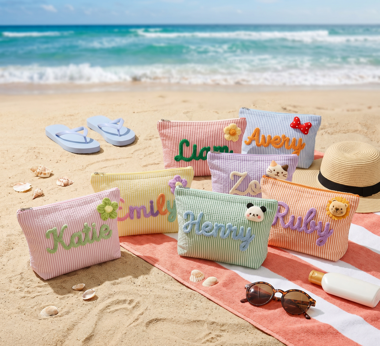 Custom Name Canvas Makeup Bag: Embroidered Initial Travel Case