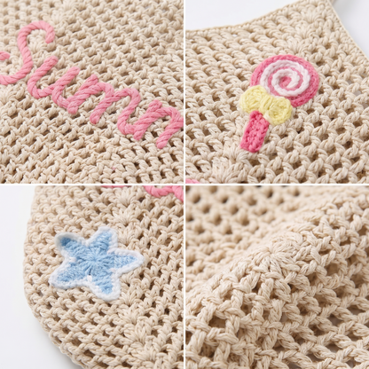 Custom Name Crochet Tote: Minimalist Cottage Chic Beach Bag
