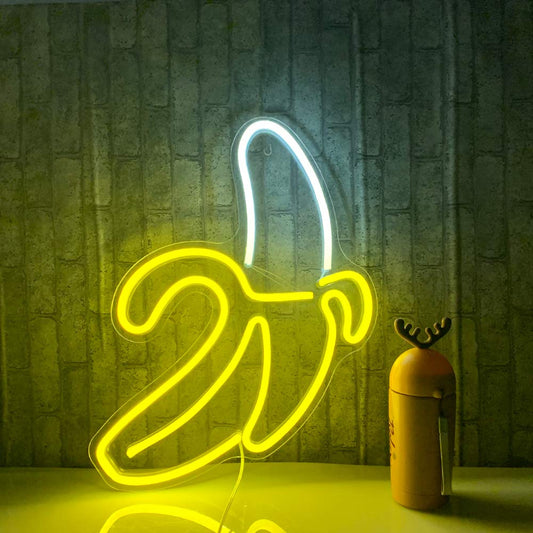 Banana LED Neon Sign - Artistic Yellow Glow Light for Home & Party Decor
