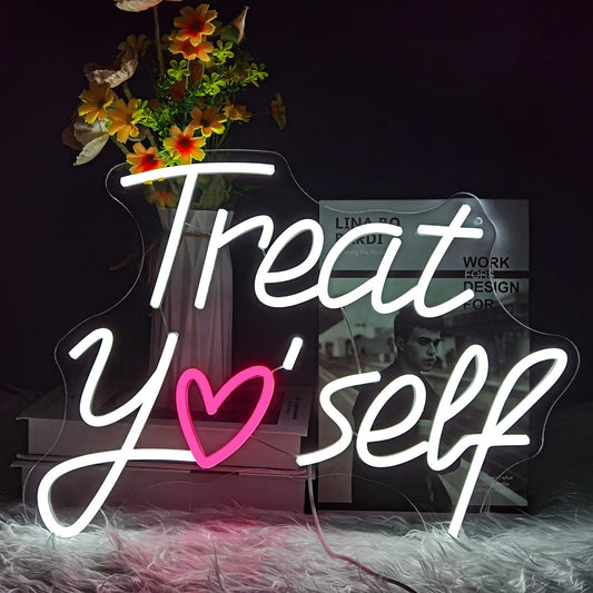 "Treat Yourself" LED Neon Sign - Fun Glowing Wall Decor