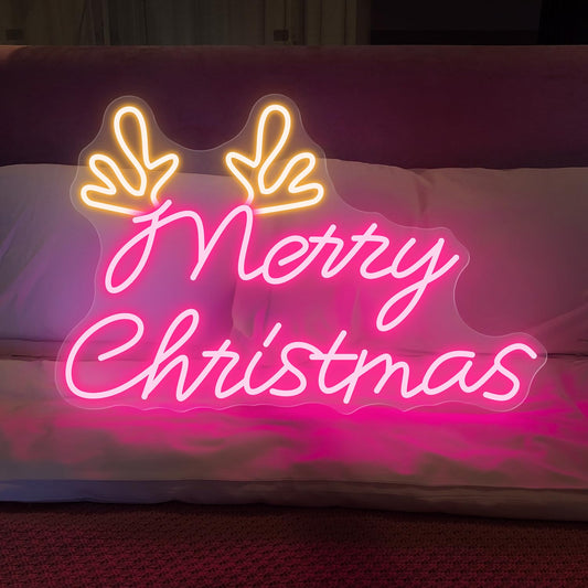 Merry Christmas LED Neon Sign - Festive Holiday Wall Decor for Home & Office